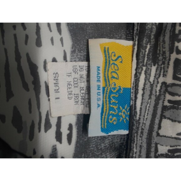 Seasuns Blouse Top Sheer Black White Sz S Long Sleeve Button Front Color block - Picture 6 of 11